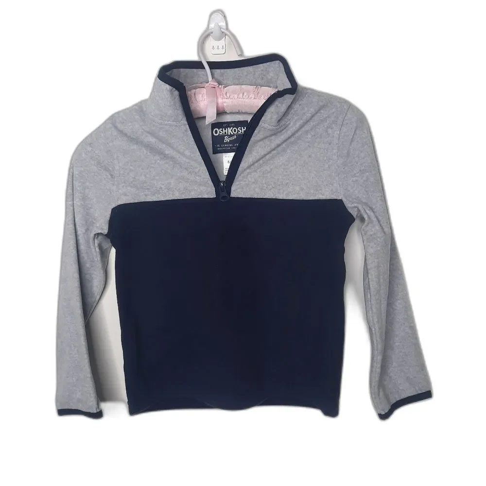 OshKosh B'gosh Boys Fleece Pullover Navy Gray Size 6